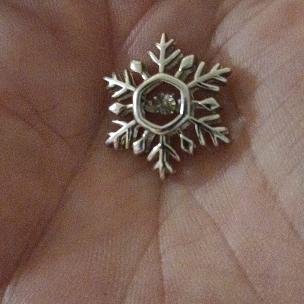 Sterling Silver Snowflake Pendant with tiny Diamond chip (pendant only)